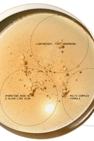 Founder's Essence 56 golden fluid texture, lightweight fast-absorbing multi-complex formula with a hydrating glass-like glow base