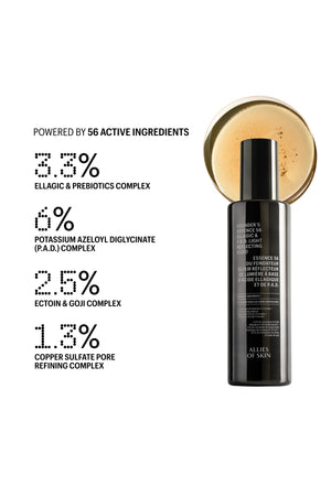 Allies of Skin Founder's Essence 56 Light Reflecting Fluid powered by 56 active ingredients including ellagic and ectoin goji complex