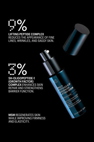 Lifting Serum ingredient callouts: peptide complex, growth factor, MSM